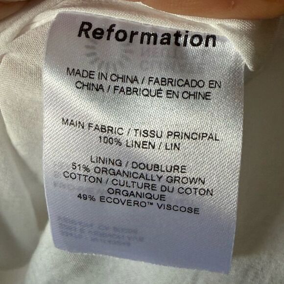 Reformation Desiree Linen Mini White Dress Size 0 8 - Picture 7 of 8